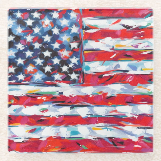 Dessous-de-verre En Verre Drapeau américain (Devant)