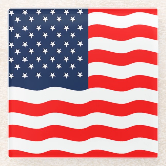 Dessous-de-verre En Verre Drapeau américain Patriotic Bevering Coasters (Devant)