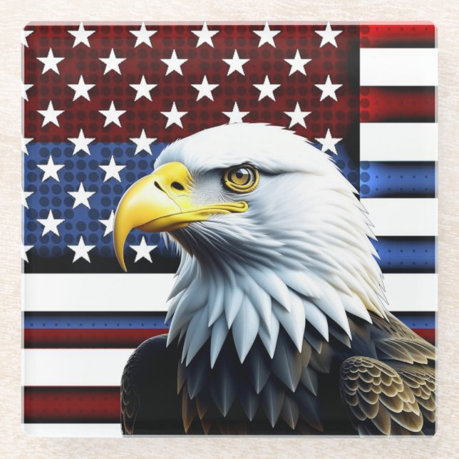 Dessous-de-verre En Verre Drapeau américain patriotique (Devant)
