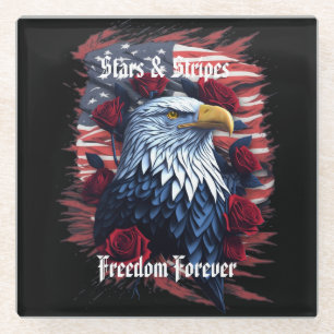 Dessous-de-verre En Verre Drapeau américain Stars Stripes Freedom Forever Ea