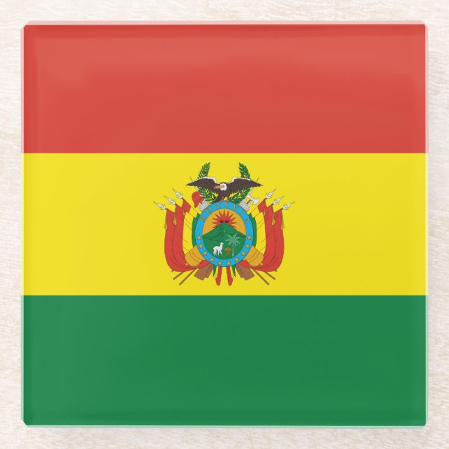 Dessous-de-verre En Verre Drapeau de Bolivie patriotique (Devant)