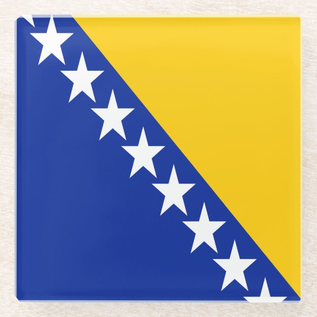 Dessous-de-verre En Verre Drapeau de Bosnie-Herzégovine patriotique (Devant)