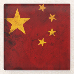 Dessous-de-verre En Verre Drapeau de la Chine