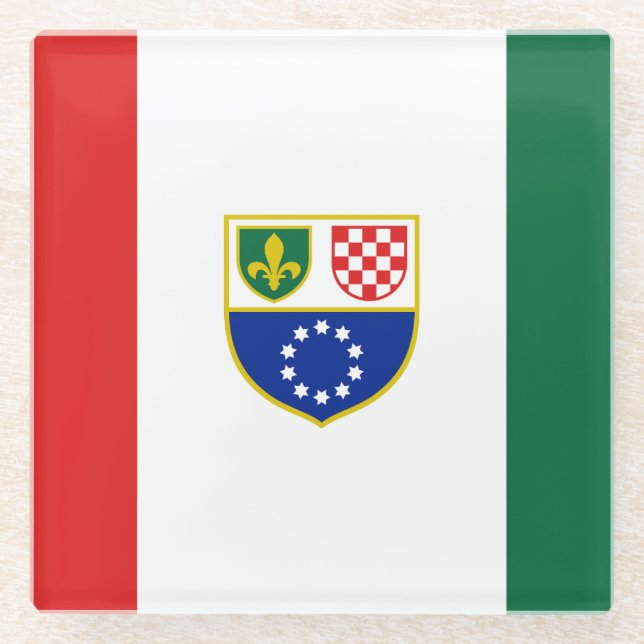 Dessous-de-verre En Verre Drapeau de la Fédération de Bosnie (Devant)
