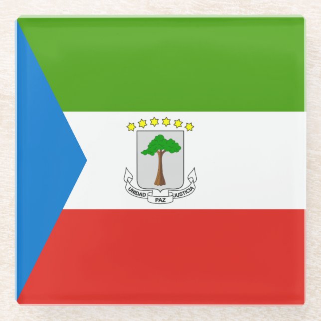 Dessous-de-verre En Verre Drapeau de la Guinée équatoriale (Devant)
