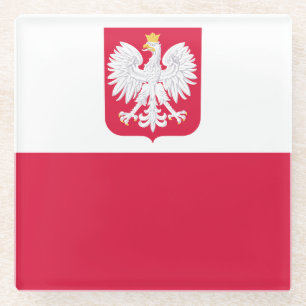 Dessous-de-verre En Verre Drapeau de la Pologne