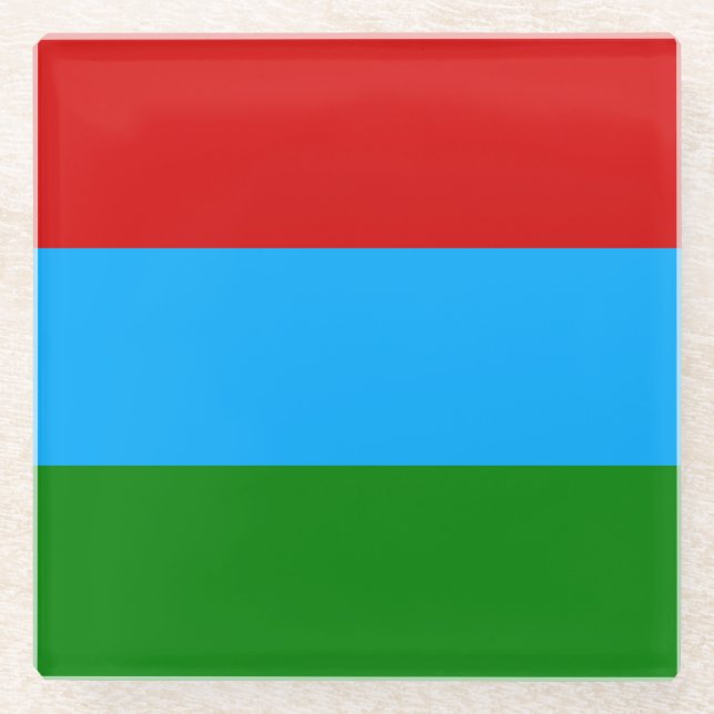 Dessous-de-verre En Verre Drapeau de la République de Carélie (Devant)