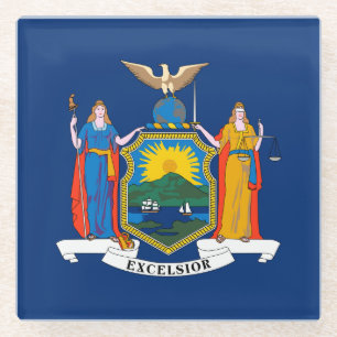 Dessous-de-verre En Verre Drapeau de l'État de New York