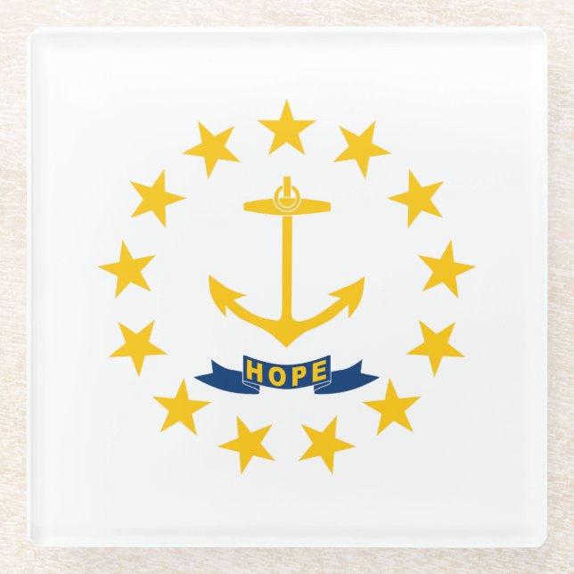Dessous-de-verre En Verre Drapeau de l'État de Rhode Island (Devant)