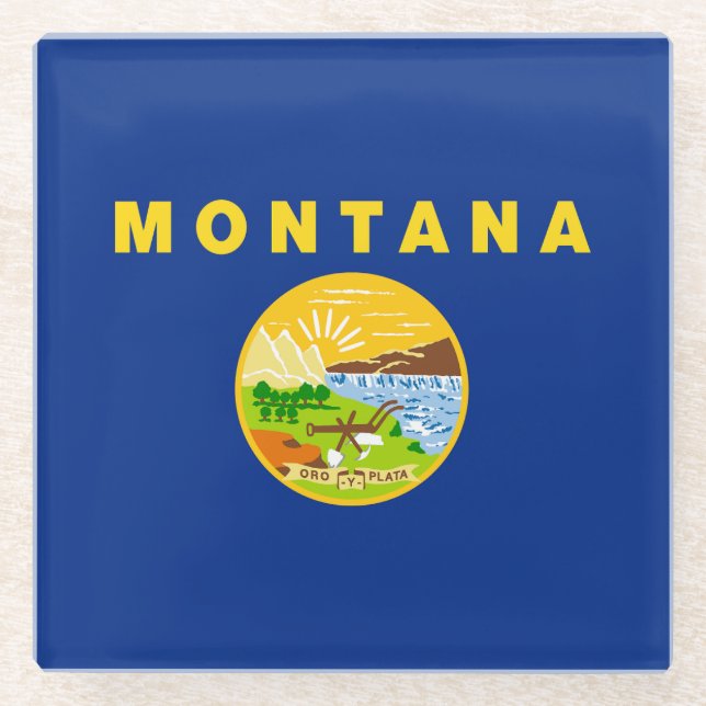 Dessous-de-verre En Verre Drapeau de l'État du Montana (Devant)