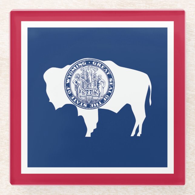 Dessous-de-verre En Verre Drapeau de l'État du Wyoming (Devant)