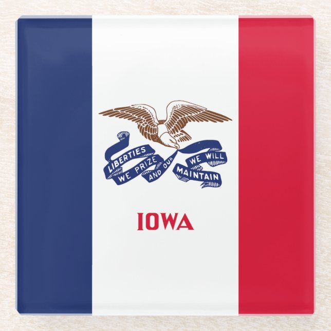 Dessous-de-verre En Verre Drapeau de l'Iowa (Devant)