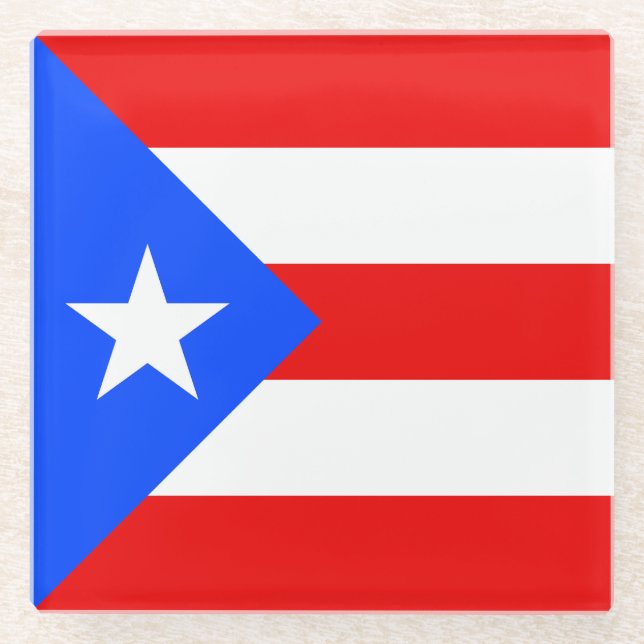 Dessous-de-verre En Verre Drapeau de Porto Rico (Devant)