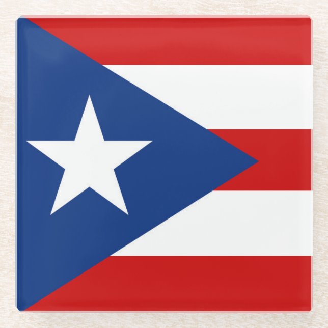Dessous-de-verre En Verre Drapeau de Porto Rico (Devant)