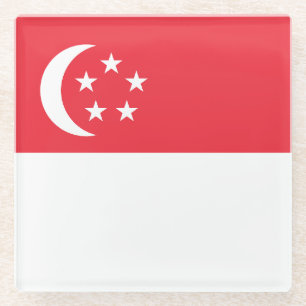 Dessous-de-verre En Verre Drapeau de Singapour