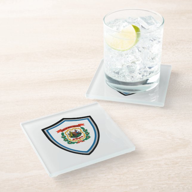 Dessous-de-verre En Verre Drapeau de Virginie occidentale (Incliné)