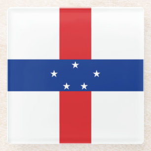 Dessous-de-verre En Verre Drapeau des Antilles Pays-Bas