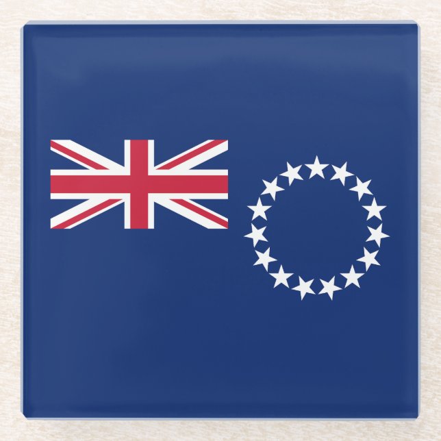 Dessous-de-verre En Verre Drapeau des Îles Cook (Devant)