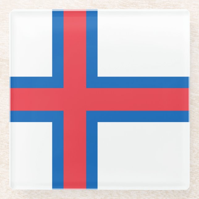 Dessous-de-verre En Verre Drapeau des îles Féroé (Devant)