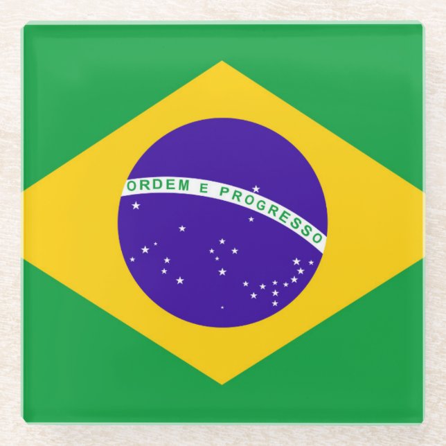 Dessous-de-verre En Verre Drapeau du Brésil (Devant)