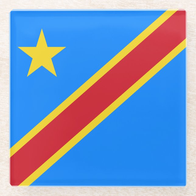 Dessous-de-verre En Verre Drapeau du Congo Kinshasa (Devant)