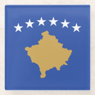 Dessous-de-verre En Verre Drapeau du Kosovo