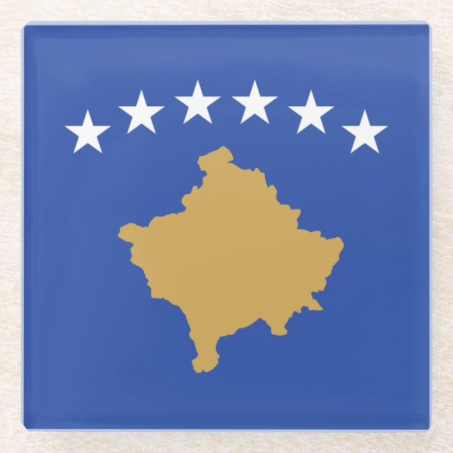 Dessous-de-verre En Verre Drapeau du Kosovo (Devant)
