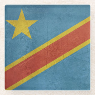 Dessous-de-verre En Verre Drapeau du République démocratique du Congo