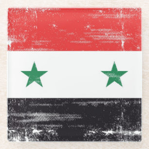 Dessous-de-verre En Verre Drapeau grunge de la Syrie