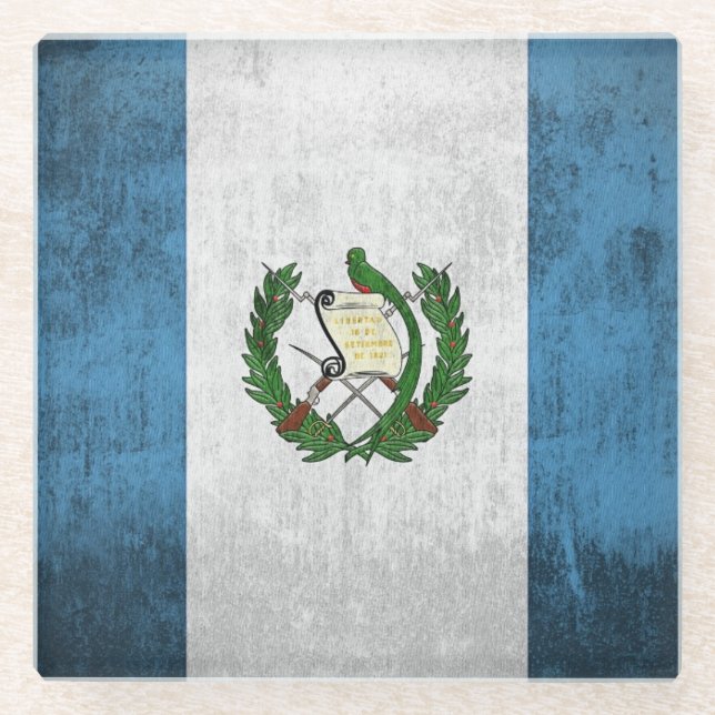 Dessous-de-verre En Verre Drapeau grunge du Guatemala (Devant)