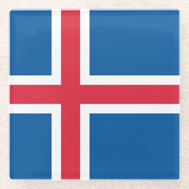 Dessous-de-verre En Verre Drapeau Islande (Devant)