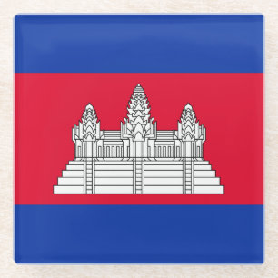 Dessous-de-verre En Verre Drapeau patriotique cambodgien