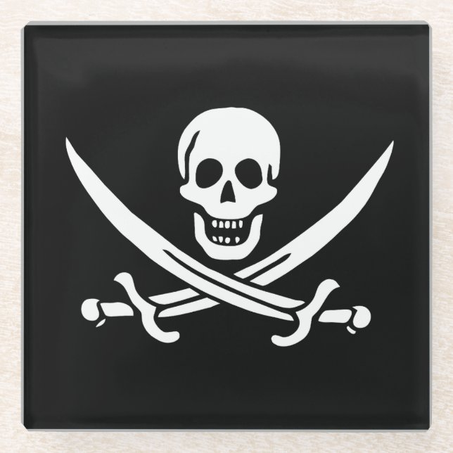 Dessous-de-verre En Verre Drapeau Pirate Jolly Roger (Devant)