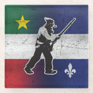 Dessous-de-verre En Verre Drapeau Québec et Patriote Henri Julien érodé