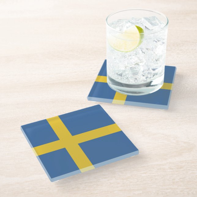 Dessous-de-verre En Verre Drapeau suédois (Incliné)