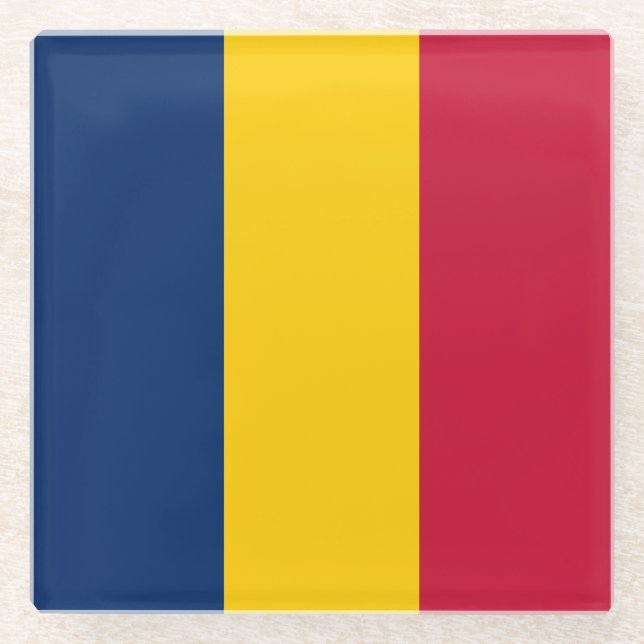 Dessous-de-verre En Verre Drapeau Tchad (Devant)