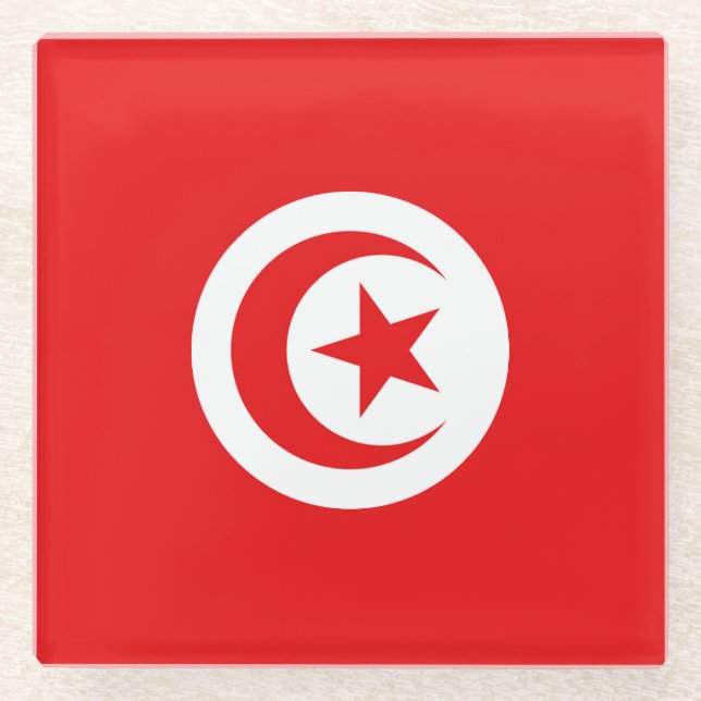 Dessous-de-verre En Verre Drapeau Tunisie (Devant)