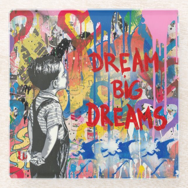 Dessous-de-verre En Verre Dream Big Dreams Graffiti Wall (Devant)