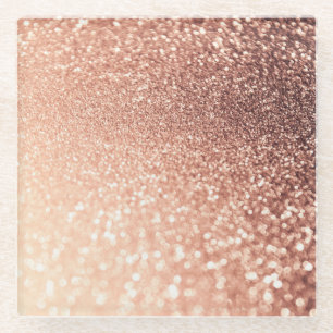 Dessous-de-verre En Verre Dreamy Rose Gold Parties scintillant - Peach Glitt