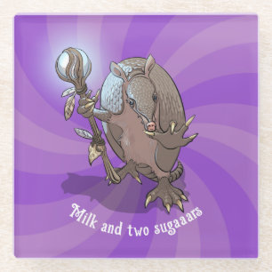 Dessous-de-verre En Verre Drôle Armadillo Lait et deux sucres Carton hypnoti