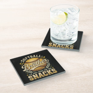 Dessous-de-verre En Verre Drôle de frère de softball Snacks Sports