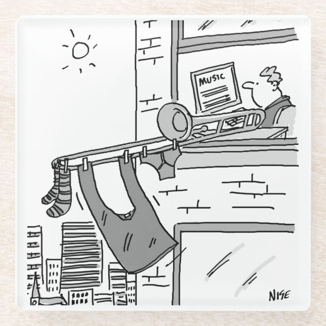 Dessous-de-verre En Verre Drôle Joueur Trombone. Tromboniste (Devant)