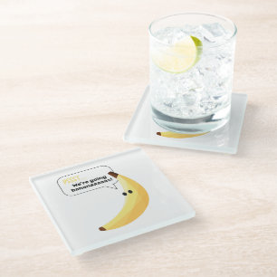 Dessous-de-verre En Verre Drôles de faveurs de fête à la banane rétro avec j