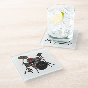 Dessous-de-verre En Verre Drummer Rock & Roll Musicien Keepsaké Cadeau