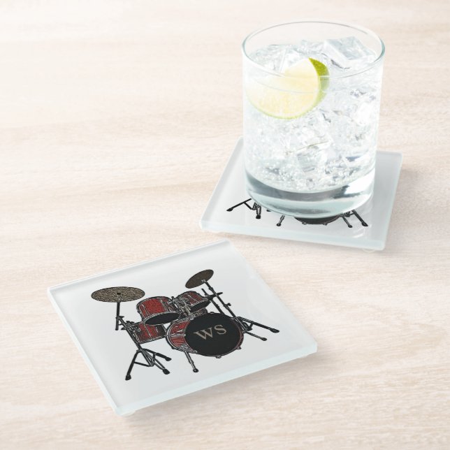 Dessous-de-verre En Verre Drummer Rock & Roll Musicien Keepsaké Cadeau (Incliné)