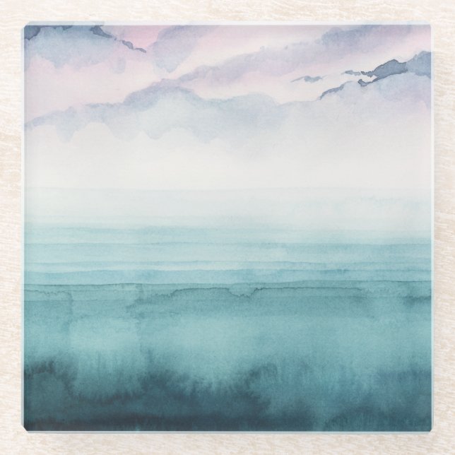 Dessous-de-verre En Verre Dusk on the Bay - Aquarelle (Devant)