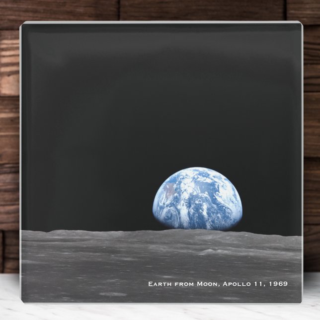 Dessous-de-verre En Verre Earth Rising Over Moon, Apollo 11, 1969 Cuisine (Créateur téléchargé)