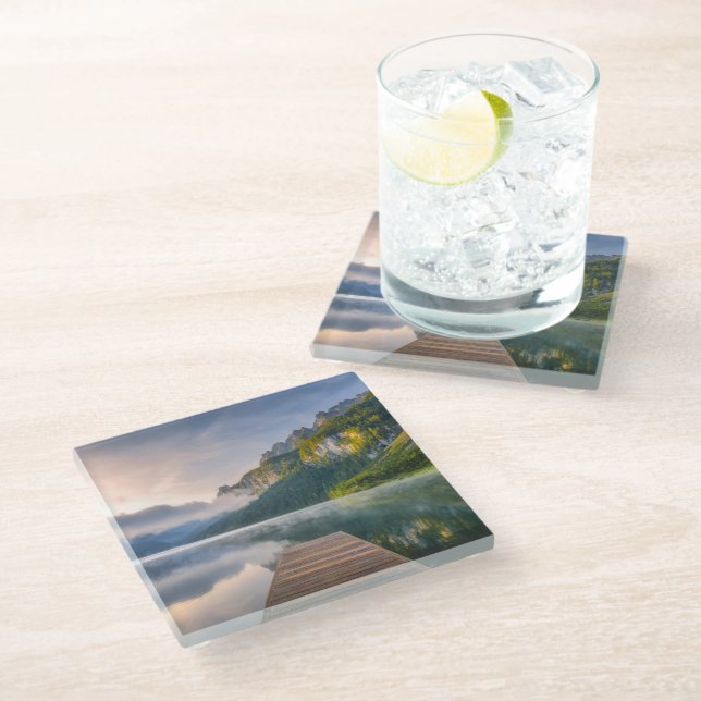 Dessous-de-verre En Verre Eau | Azure Alpine Lake, Autriche (Incliné)