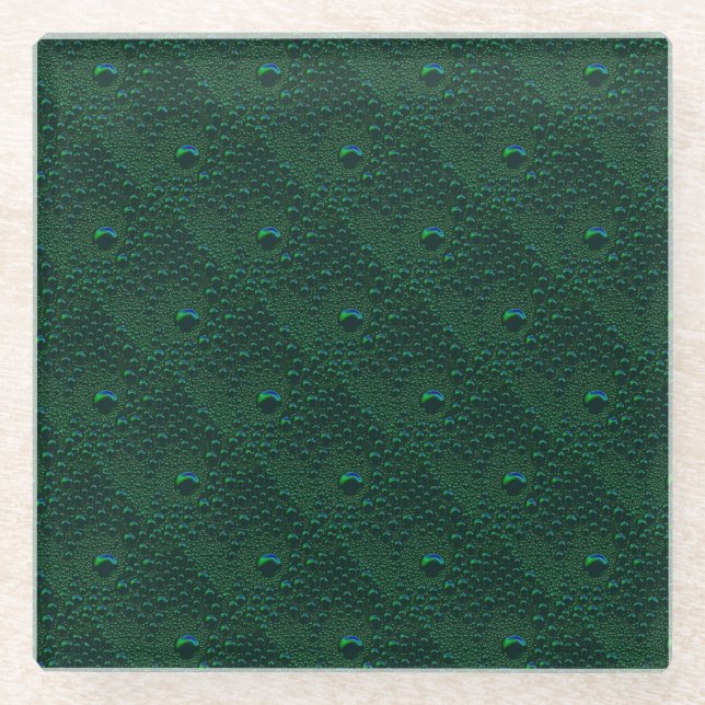 Dessous-de-verre En Verre Eau sur métal vert (Devant)