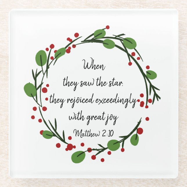Dessous-de-verre En Verre Écriture inspirée de Noël chrétien (Devant)